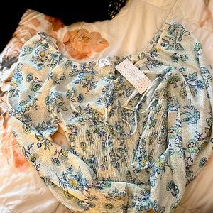 Siena Sky long sleeve boho peasant top nwt m